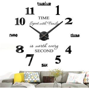 Large DIY Wall Clock Modern 3D Wall Clock with Mirror Numbers Stickers